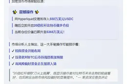 "新建钱包550万USDC加20倍杠杆做多BTC"
