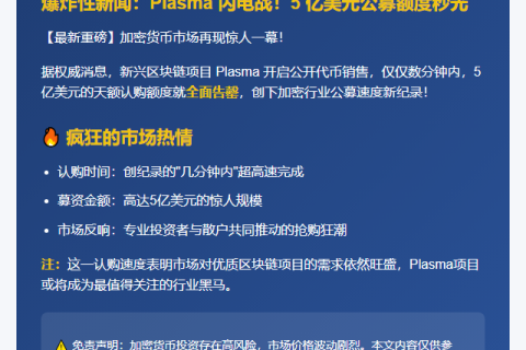 Plasma 公募5亿美元秒光
