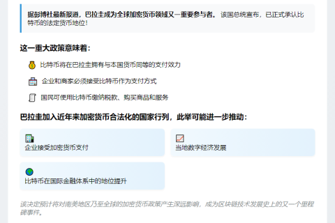 "巴拉圭将比特币设为法定货币"