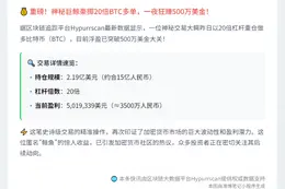《巨鲸20倍BTC多单盈利502万》
