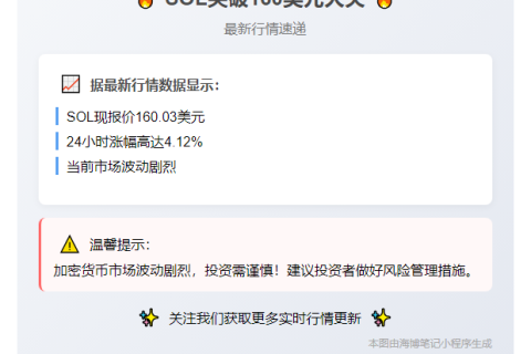 SOL突破160美元大关