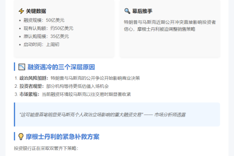 "马斯克与特朗普龃龉，摩根士丹利寻xAI债主"