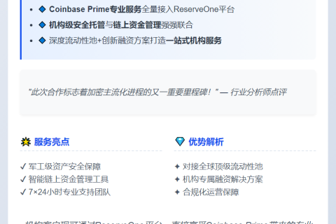 "Coinbase获选ReserveOne加密托管商"