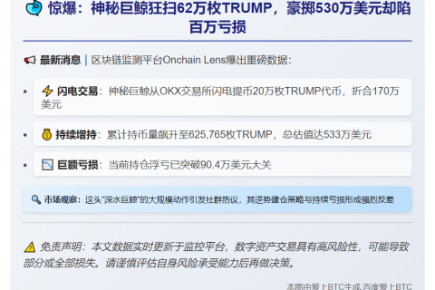 鲸鱼豪掷170万美元购入20万枚TRUMP