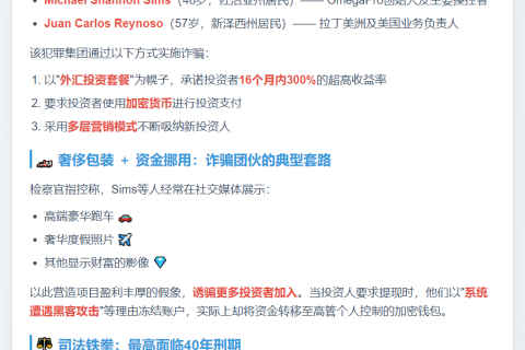 "美司法部起诉OmegaPro涉6.5亿美元诈骗"
