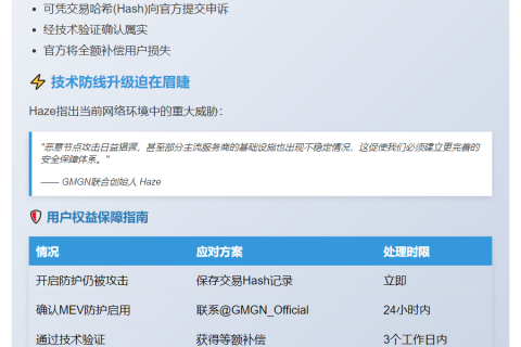 GMGN联创Haze：开启MEV防夹仍被夹可申请补偿