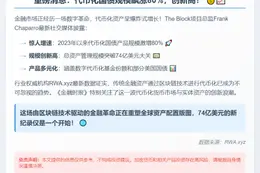 代币化国债规模激增80%至74亿美元