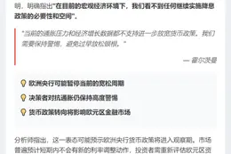 霍尔茨曼：欧央行暂无理由进一步降息