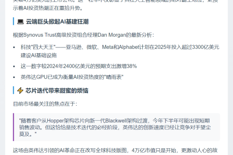 AI投资反弹 英伟达市值破4万亿