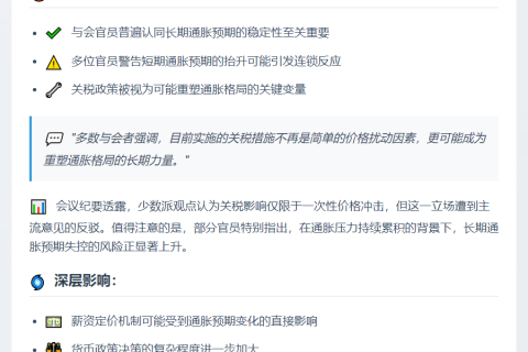 美联储：关税或长期推高通胀