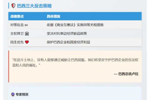 巴西总统：将对等回应美关税