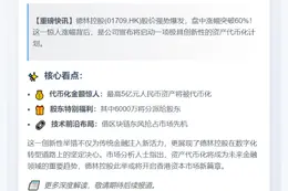德林控股拟代币化5亿资产，股价暴涨60%