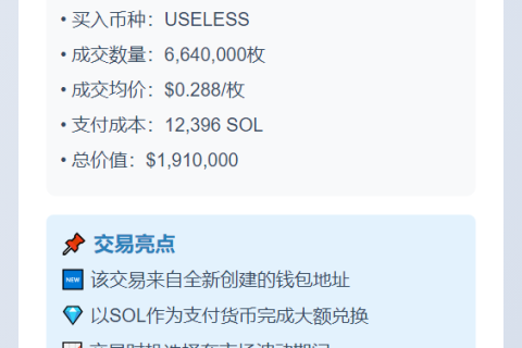 12,396SOL买入664万USELESS