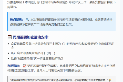 加密结构法案推迟至下周