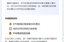 ETH重返3000美元