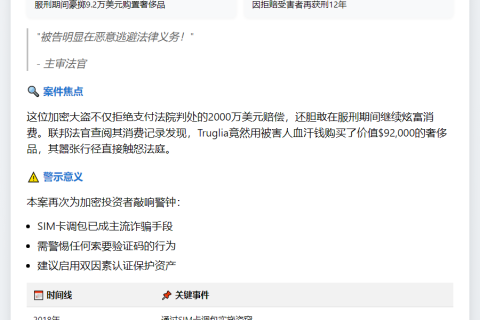 加密诈骗犯Truglia拒赔判12年