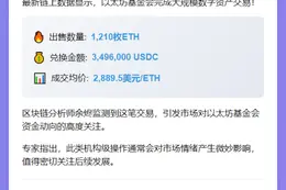 以太坊基金会售1210枚ETH