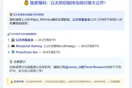 ETH最大持仓：以太坊基金会持24.3万枚