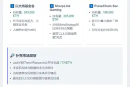 ETH TOP1持仓者：以太坊基金会持24.3万枚