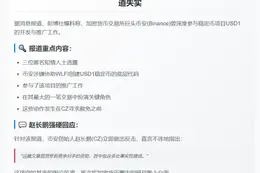 CZ驳彭博：Binance未助WLFI编写USD1代码
