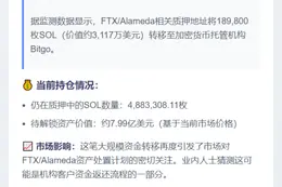 FTX转移19万枚SOL至Bitgo托管