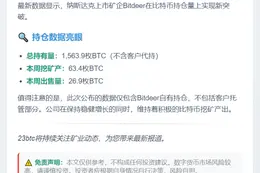Bitdeer比特币持仓突破1563枚