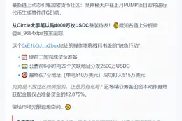 鲸鱼备4000万USDC抢PUMP公售