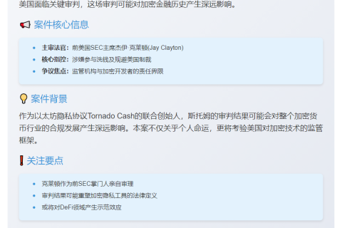 Tornado Cash创始人罗曼·斯托姆下周纽约受审