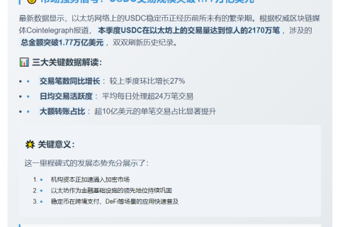 以太坊USDC交易量创季度新高