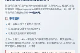 Binance Alpha日交易额4.09亿