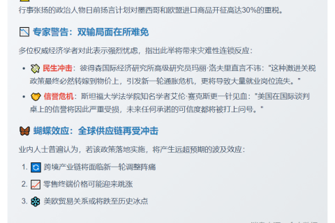 特朗普关税恐带来负面影响