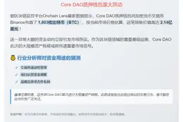 1803枚BTC转入Binance！Core DAO质押钱包重大异动