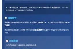 巨鲸十日扫货20,300枚ETH，砸5630万美元