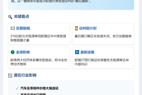 欧盟备210亿欧元关税清单应对美国分歧
