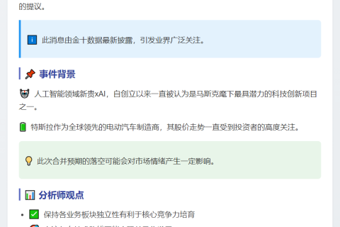 马斯克反对xAI与特斯拉合并