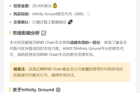 **BNB Chain基金购2.5万$AIN**