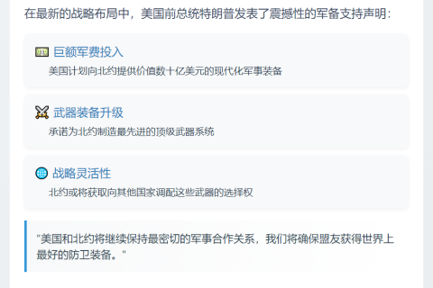 特朗普承诺向北约提供数十亿军备