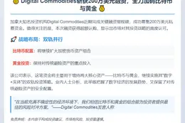 Digital Commodities获200万美元投资转向比特币和黄金