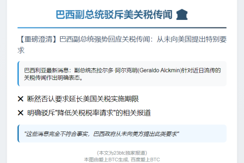 巴西副总统驳斥美关税传闻