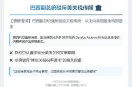 巴西副总统驳斥美关税传闻