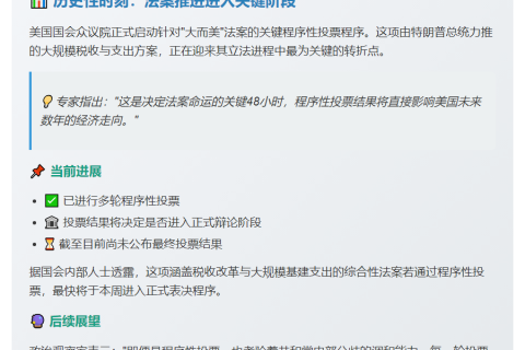 美众院推进"大而美"法案