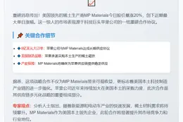 MP材料股价飙升20%
