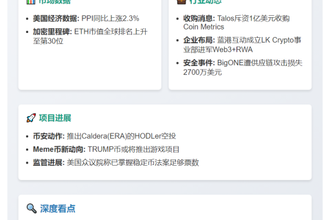 23btc晚报 | 7月16日要闻速览