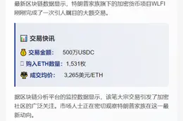 "WLFI斥资500万美元购入1,531枚ETH"