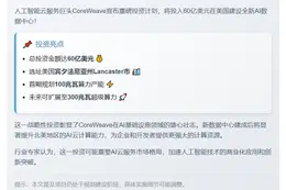 CoreWeave投资60亿美元建AI数据中心