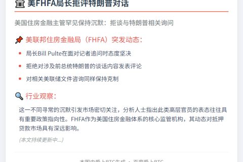 美FHFA局长拒评特朗普对话