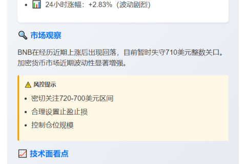 BNB跌破710美元