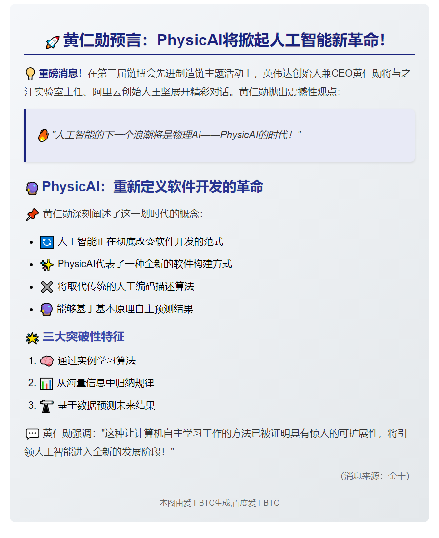 黄仁勋：PhysicAI将引领AI新浪潮