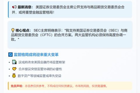 SEC主席支持与CFTC合并