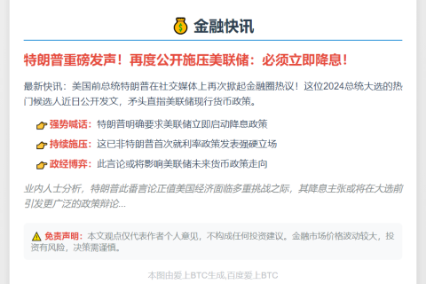 特朗普再吁美联储降息